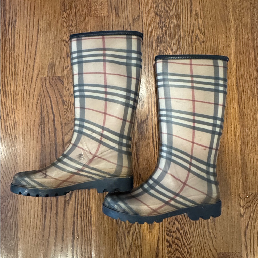 Burberry Checkered Rain Boots with Black Sole